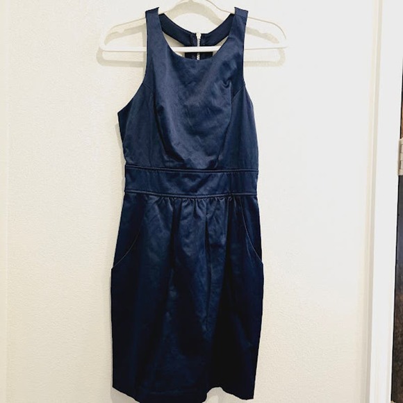 Jodi Kristopher Navy Blue Back Zipper Cocktail Party Dress- Women's Size 3 - Picture 1 of 4